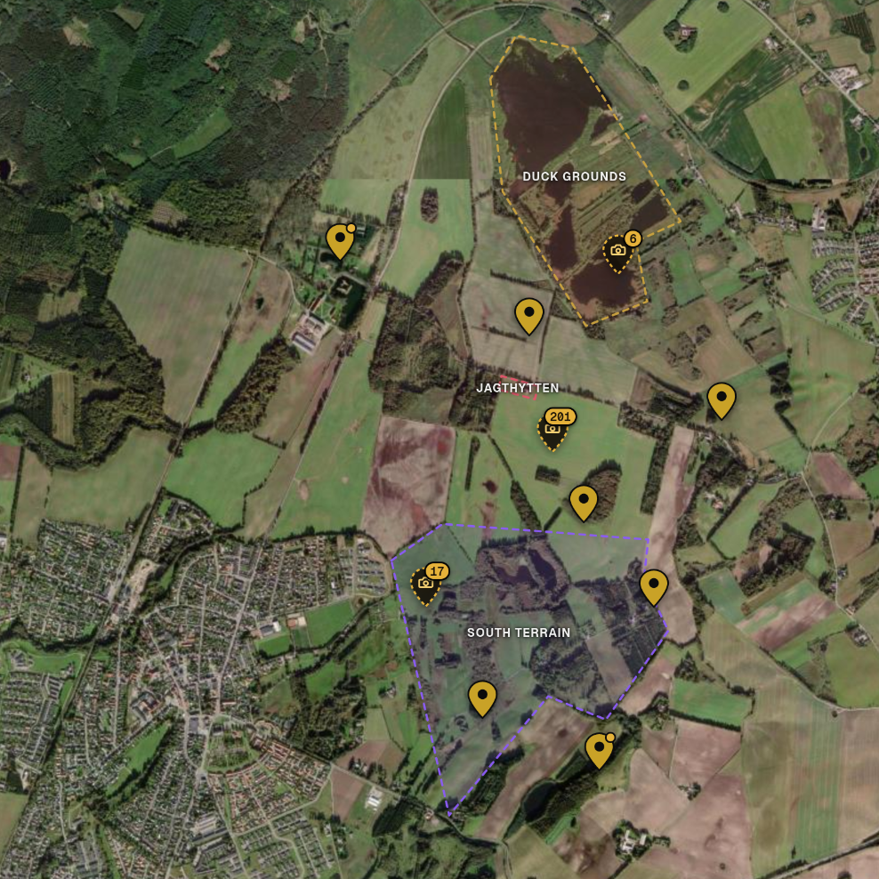 Camwarden map — property zones and camera pins over satellite imagery